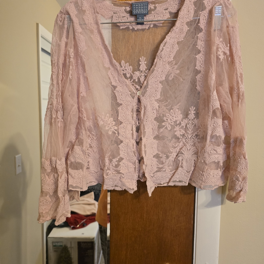 Rabbit Rabbit Rabbit Blush Lace Cardigan